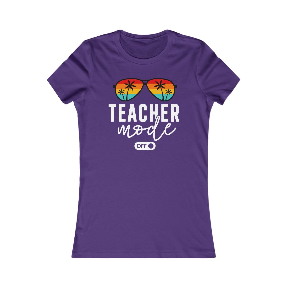Teacher Mode Off Sunglasses Palm Trees T-Shirt - Image 12