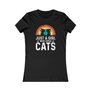 Just A Girl Who Loves Cats Retro Sunset T-Shirt