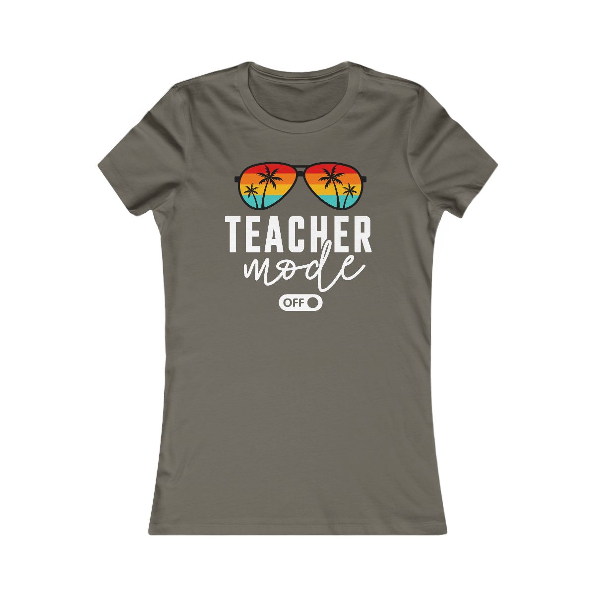 Teacher Mode Off Sunglasses Palm Trees T-Shirt - Image 4
