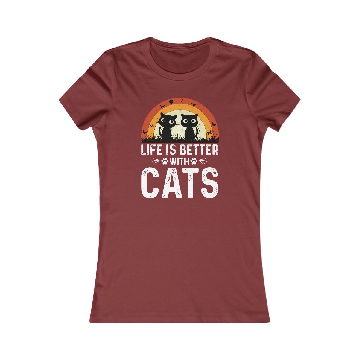 Life Is Better With Cats Vintage Retro Sunset T-Shirt - Image 15