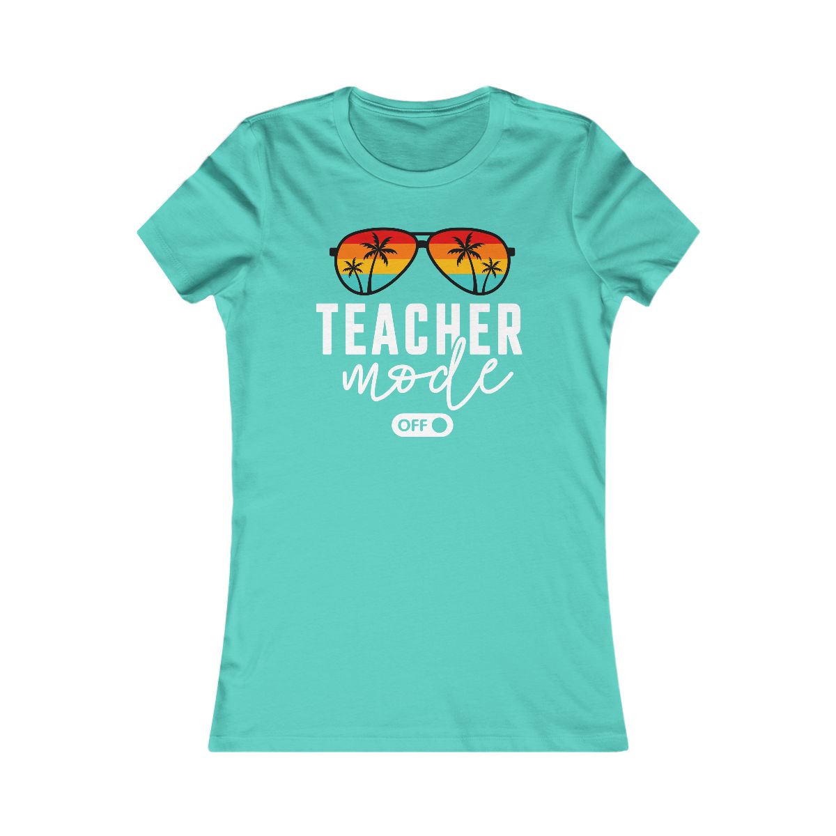 Teacher Mode Off Sunglasses Palm Trees T-Shirt - Image 5
