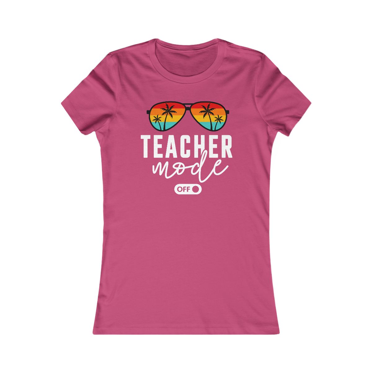 Teacher Mode Off Sunglasses Palm Trees T-Shirt - Image 13