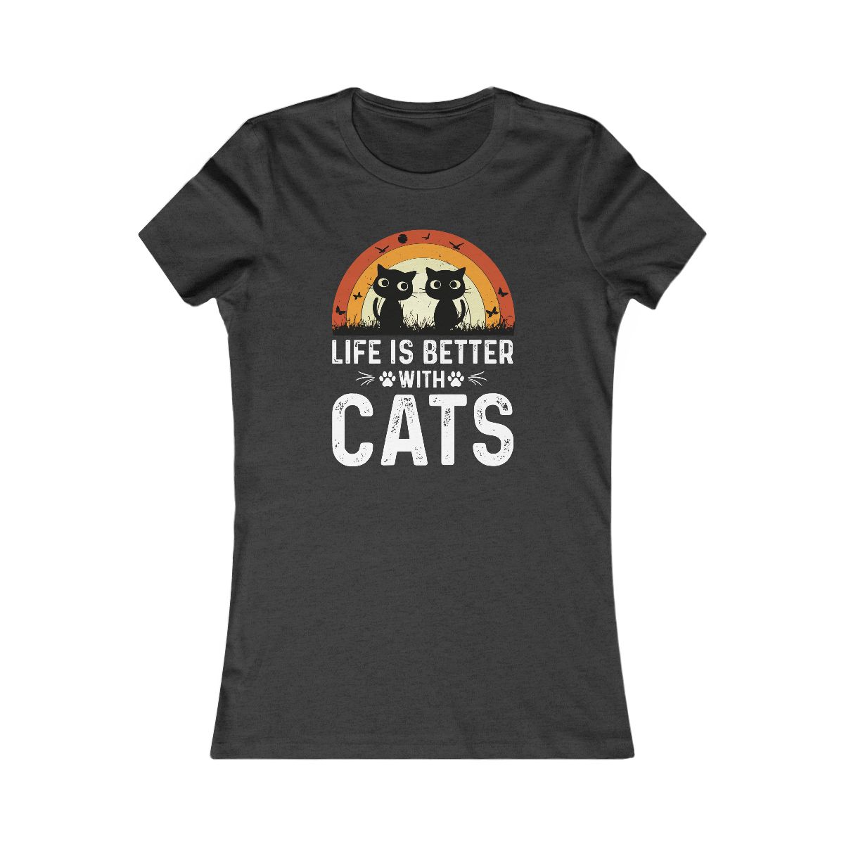 Life Is Better With Cats Vintage Retro Sunset T-Shirt - Image 10