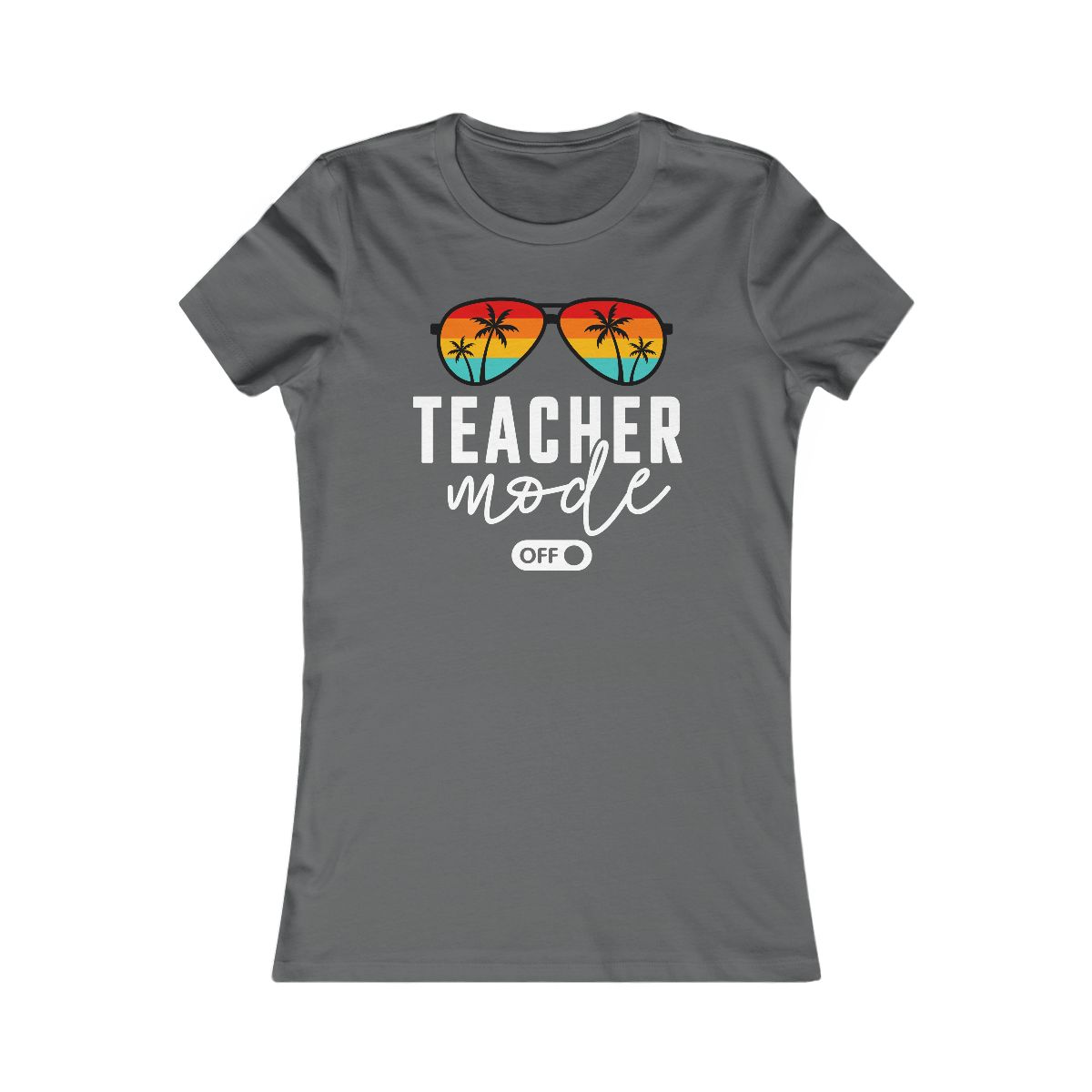 Teacher Mode Off Sunglasses Palm Trees T-Shirt - Image 9