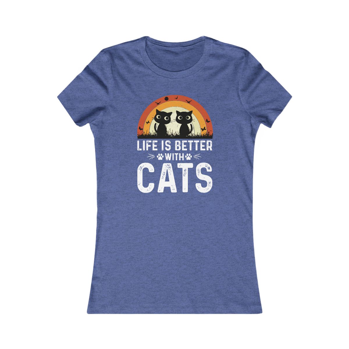 Life Is Better With Cats Vintage Retro Sunset T-Shirt - Image 8