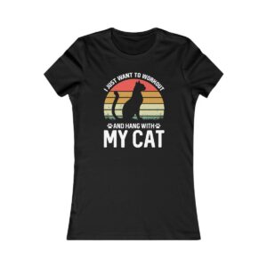 I Just Want To Workout And Hang With My Cat Vintage Retro Sunset T-Shirt