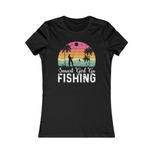 Retro Sunset Beach Fishing Girl T-Shirt