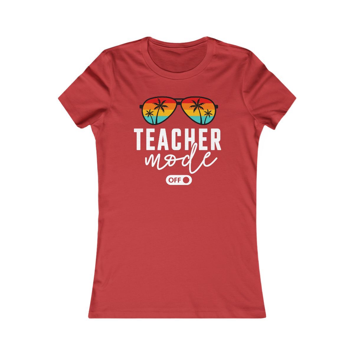 Teacher Mode Off Sunglasses Palm Trees T-Shirt - Image 14