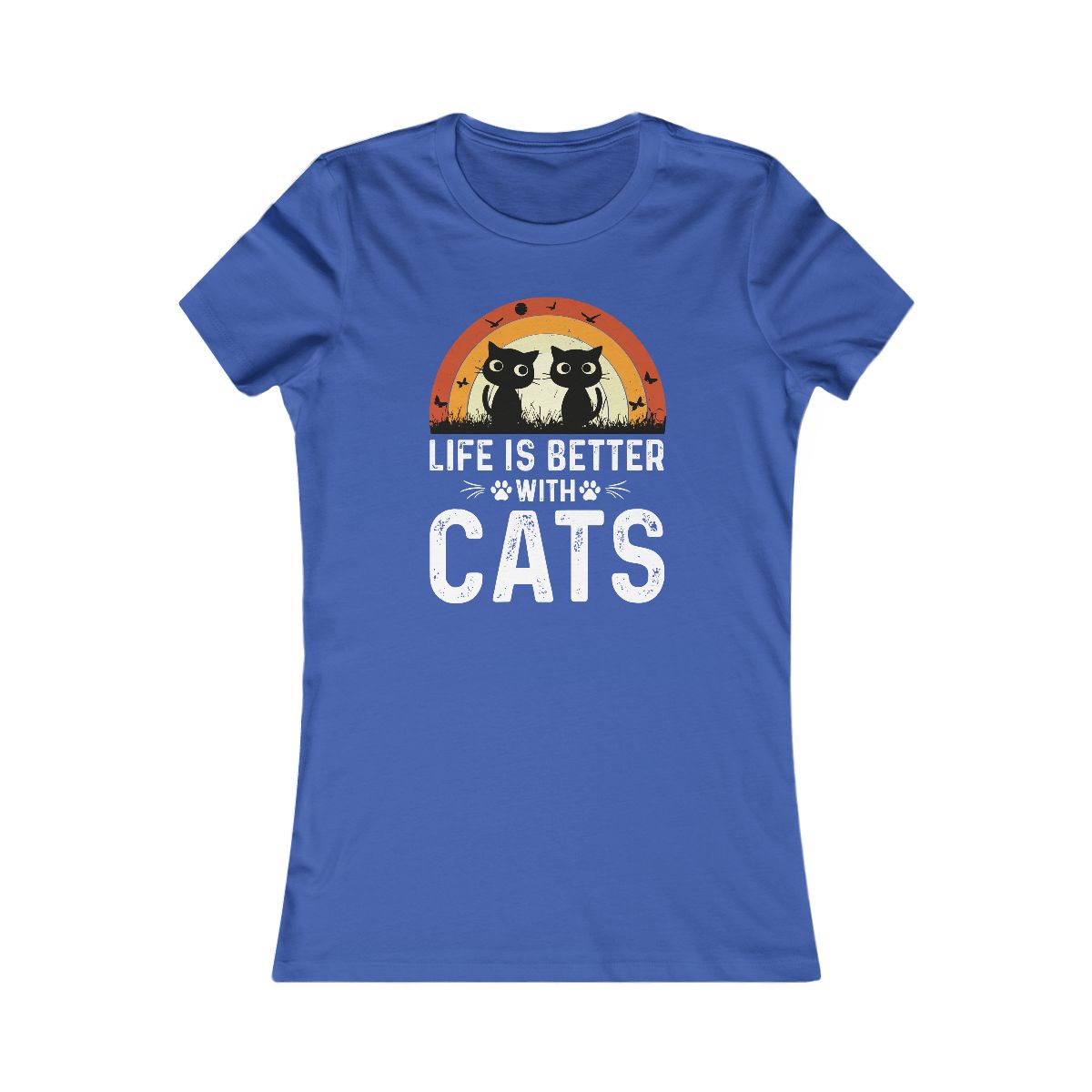 Life Is Better With Cats Vintage Retro Sunset T-Shirt - Image 7