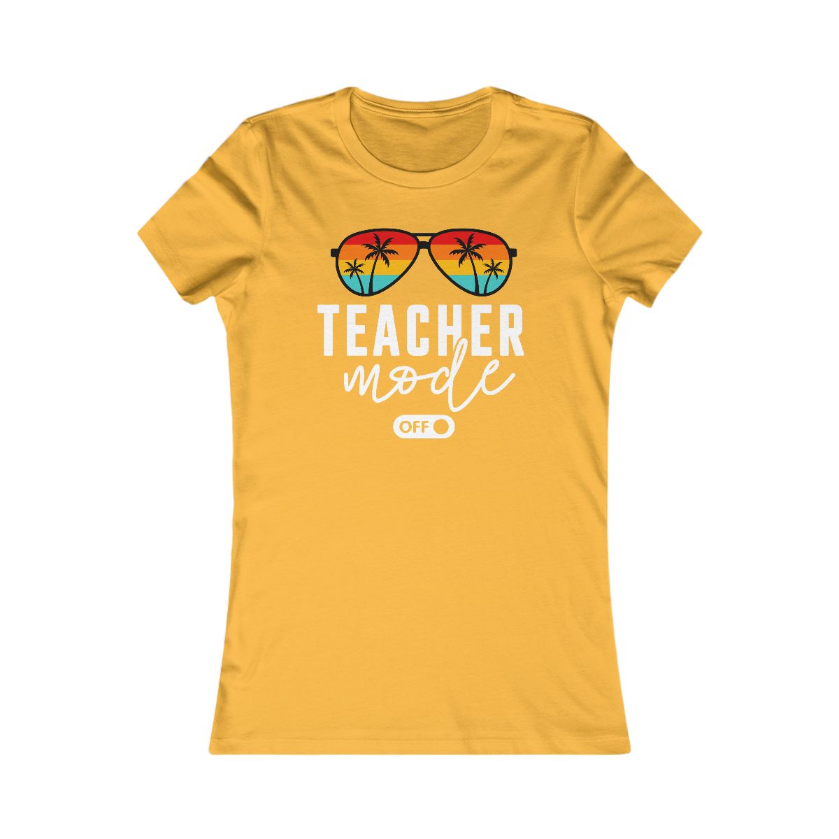 Teacher Mode Off Sunglasses Palm Trees T-Shirt - Image 3