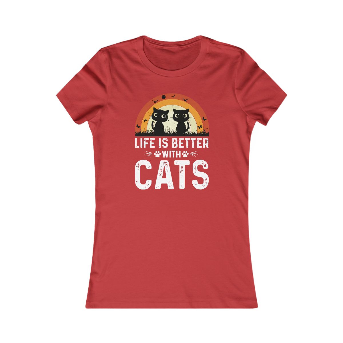 Life Is Better With Cats Vintage Retro Sunset T-Shirt - Image 14