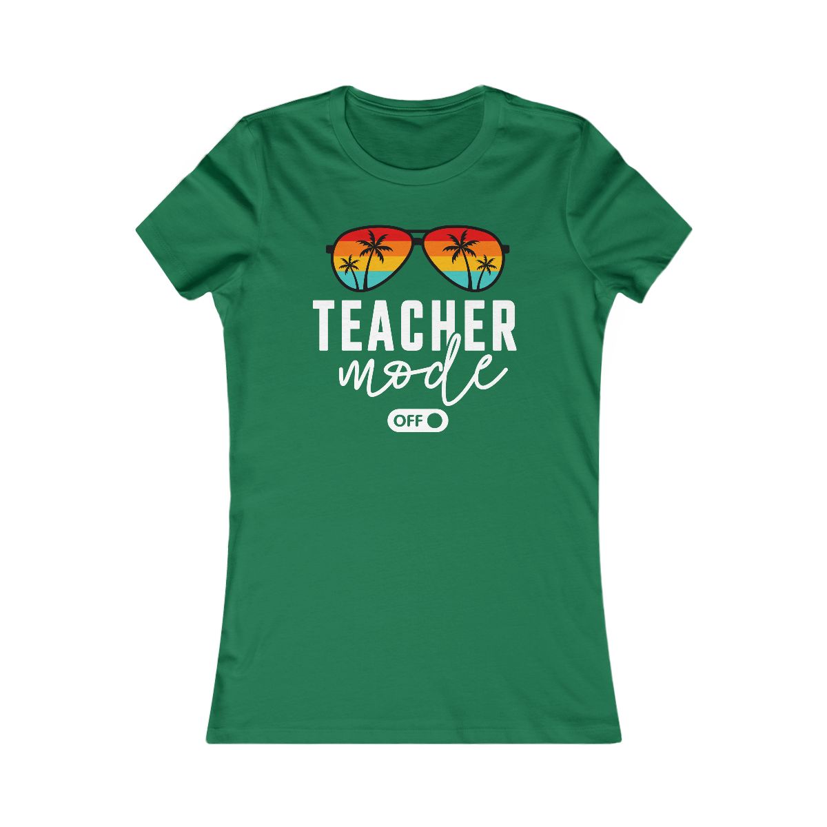Teacher Mode Off Sunglasses Palm Trees T-Shirt - Image 6